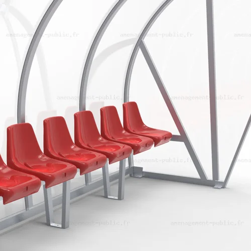 Abri de touche 12 places en aluminium et polycarbonate